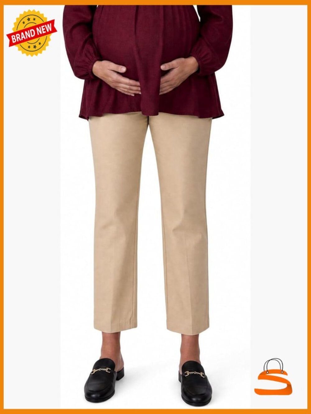 Super Stretch Maternity Dress Pants Straight Leg Ankle Work Pants